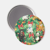 Aimant Arbre de Noël avec ornements d'ours en peluche (Recto/Verso)