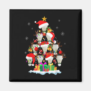 Aimant Arbre de Noël Bal de Badminton Santa Hat Funny Noë