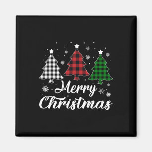 Aimant Arbre de Noël Buffle Plaid Rouge Blanc Vert