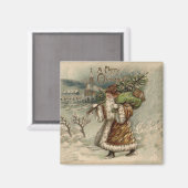 Aimant Arbre de Noël du Père Noël victorien (Recto/Verso)