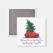 Aimant Arbre de Noël et petite voiture rouge (Recto/Verso)