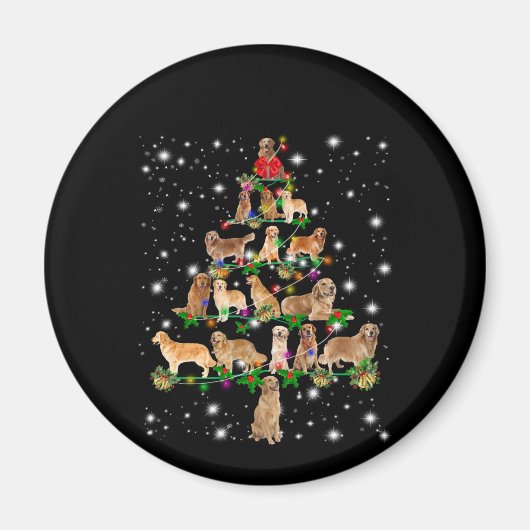 Aimant Arbre de Noël Golden Retriever Couvert Par Flash (Devant)