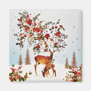 Aimant Arbre de Noël Inséparable hiver Aquarelle