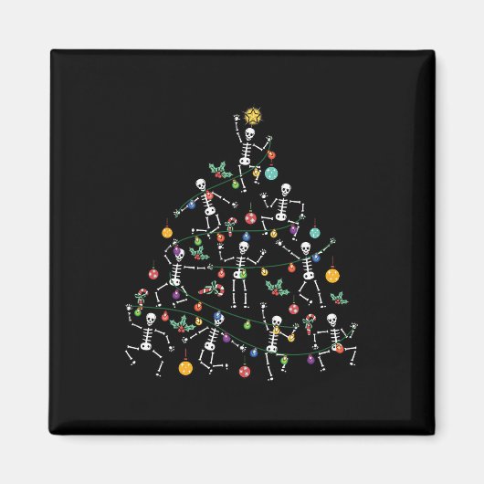 Aimant Arbre de Noël joyeux squelette dansant drôle d'Hal (Devant)