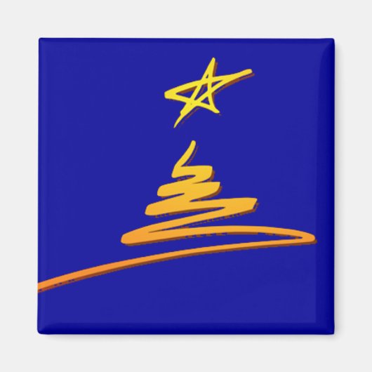 Aimant Arbre de Noël or sur l'aimant bleu (Devant)