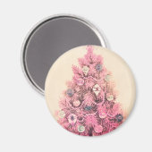 Aimant Arbre de Noël rose vintage (Recto/Verso)