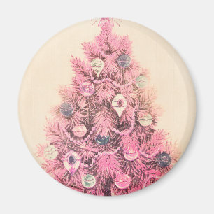 Aimant Arbre de Noël rose vintage