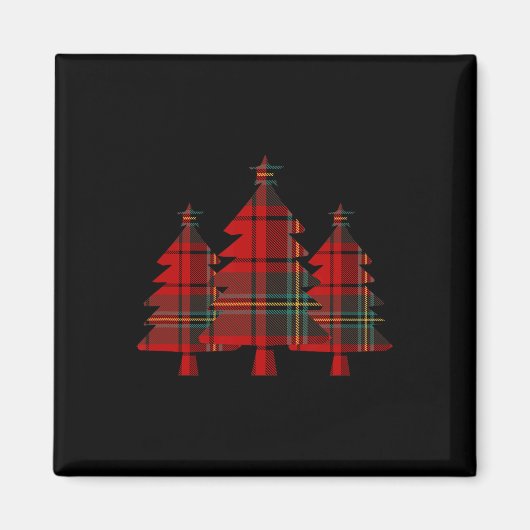 Aimant Arbre de Noël Rouge Plaid Pine Trees (Devant)