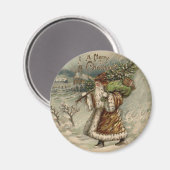 Aimant Arbre de Noël vintage Santa Claus (Recto/Verso)