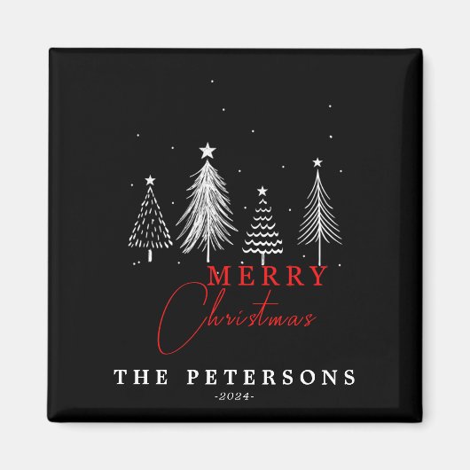 Aimant Arbre de pin de Noël simple et élégant | Noir (Devant)