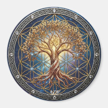 Arbre de Vie & Fleur Magnet, Celtique Yggdrasil