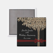 Aimant Arbre d'or avec ruban rouge et économiseur de date (Recto/Verso)