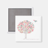 Aimant Arbre en fleurs et oiseaux en amour (Recto/Verso)