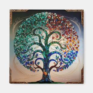 Aimant Arbre en verre coloré avec garniture en or antique