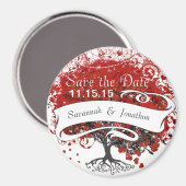 Aimant Arbre feuille de coeur rouge Enregistrer la date s (Recto/Verso)