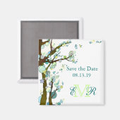 Aimant Arbre mariage blanc à thème Enregistrer la date (Recto/Verso)