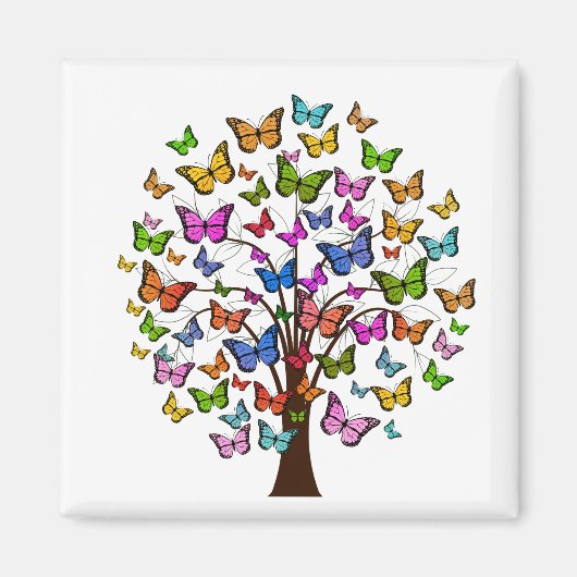 Aimant Arbre papillon de couleur vive (Devant)