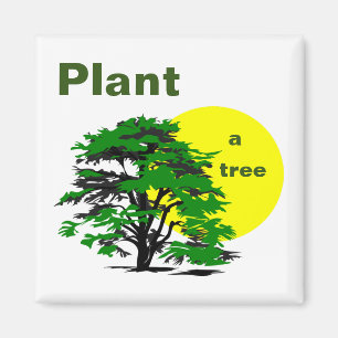 Aimant Arbre vert & Soleil jaune, Plante un Arbre
