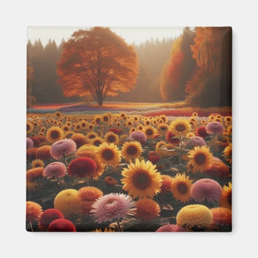 Aimant Arbres d'automne/terrain avec maman (Devant)