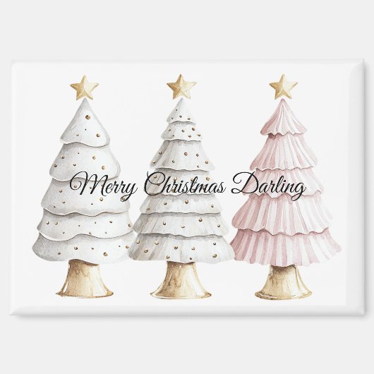 Aimant Arbres de Noël Chic White Mint Rose (Recto)