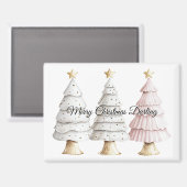 Aimant Arbres de Noël Chic White Mint Rose (Recto/Verso)