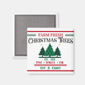 Aimant Arbres de Noël frais de ferme Coupe et Porte de l' (Recto/Verso)