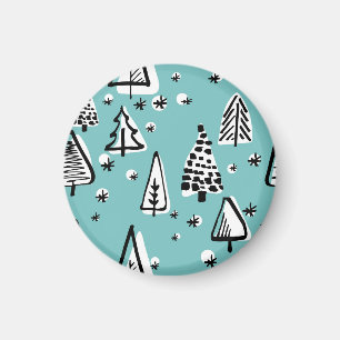 Aimant Arbres de Noël scandinaves : graphismes vintages.