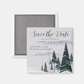 Aimant Arbres d'hiver Forêt de neige moderne Sauvez la da (Recto/Verso)
