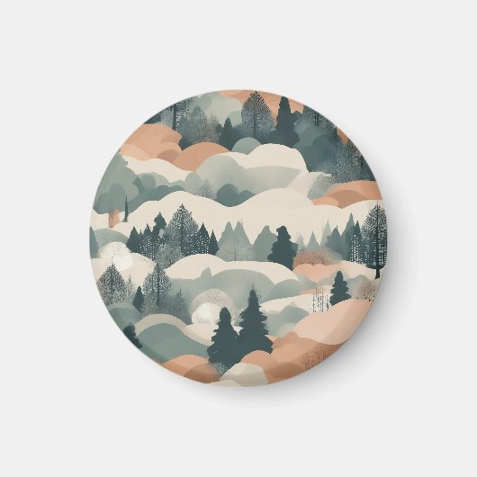 Aimant Arbres et montagnes Boho Résumé Conception (Devant)