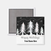 Aimant Arbres lunaires en noir et blanc (Recto/Verso)