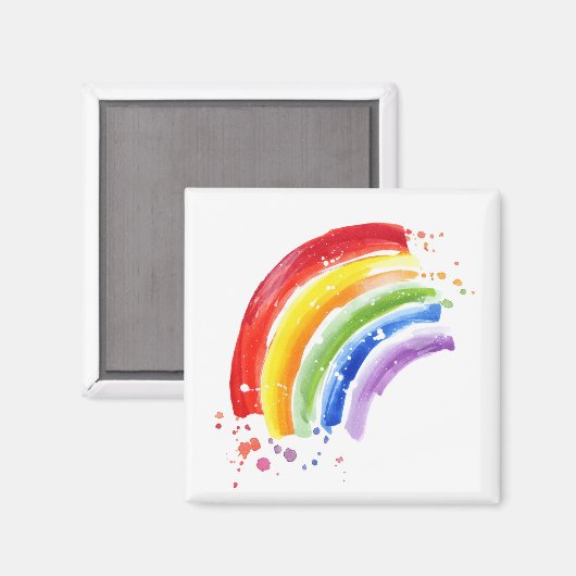 Aimant Arc-en-ciel à éclaboussure aquarelle (Recto/Verso)
