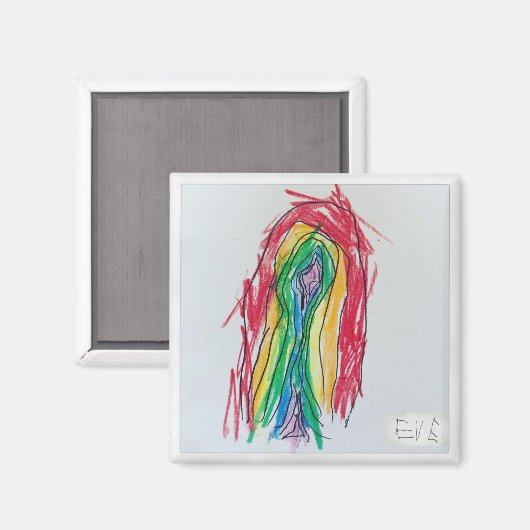 Aimant arc-en-ciel d'Eve (carré) (Recto/Verso)