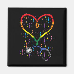 Aimant Arc en ciel Drapeau Stethoscope Coeur Infirmière R