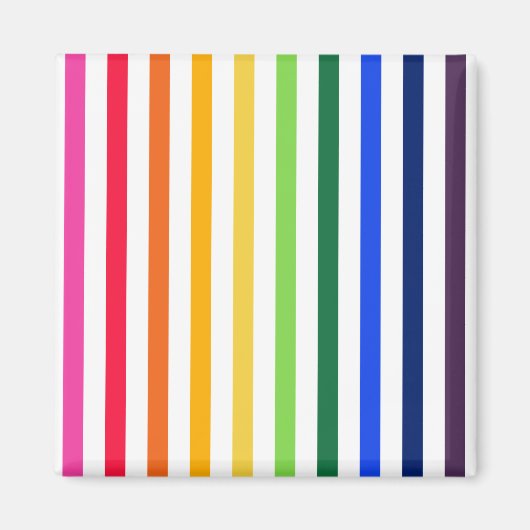 Aimant Arc-en-ciel et rayures blanches (Devant)