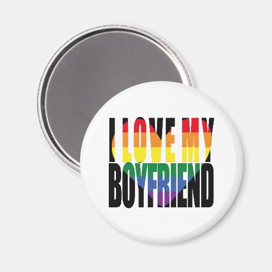 Aimant Arc-en-ciel J'aime mon petit ami Coeur (Recto/Verso)