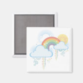 Aimant arc-en-ciel rétro - Carré (Recto/Verso)