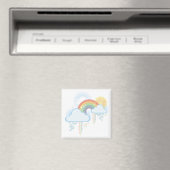Aimant arc-en-ciel rétro - Carré (In Situ (Lave-vaisselle))