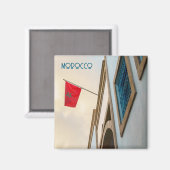 Aimant Architecture marocaine avec drapeau, photo de voya (Recto/Verso)