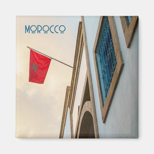 Aimant Architecture marocaine avec drapeau, photo de voya (Devant)