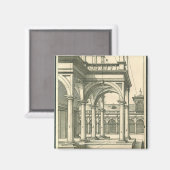 Aimant Architecture vintage, cour romain avec colonnes (Recto/Verso)