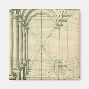 Aimant Architecture vintage, Perspective Colonnes Arches