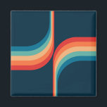 Aimant Arcs colorés de style rétro<br><div class="desc">Retro double arche pattern geometrical illustration with turquoise,  blue,  red and beige stripes decoration on dark blue background.</div>