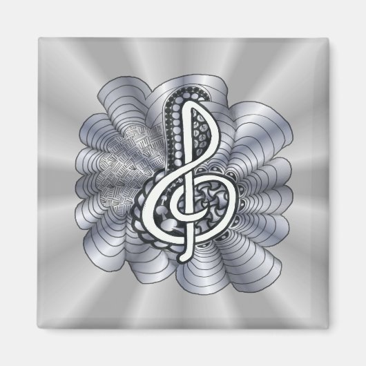 Aimant Argent Clé Treble personnalisable (Devant)