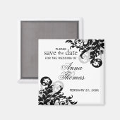 Aimant Argent et Noir Économisez la date (Recto/Verso)