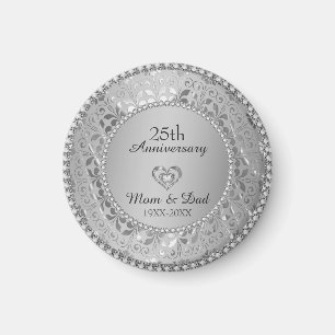 Aimant Argent gris Damask 25e anniversaire