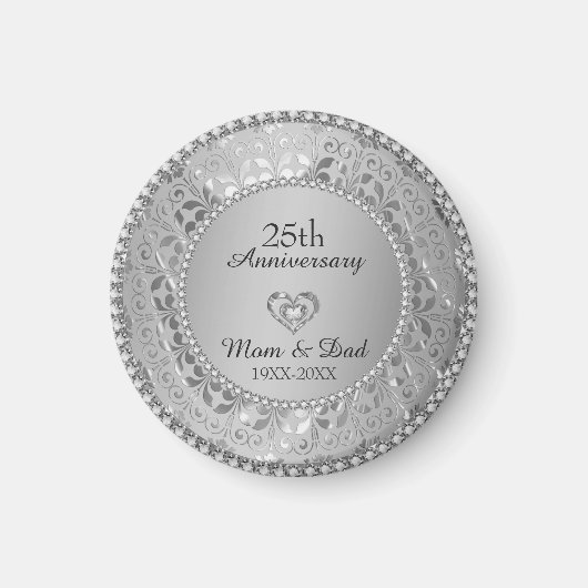 Aimant Argent gris Damask 25e anniversaire (Devant)