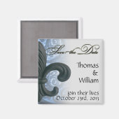 Aimant argent/marine "fleur de lis en fer" SAVE THE DATE (Recto/Verso)