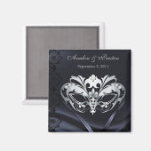Aimant Argent Masquerade Noir Enregistrer l'aimant Date (Recto/Verso)