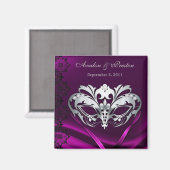 Aimant Argent Masquerade rose Enregistrer l'aimant de dat (Recto/Verso)