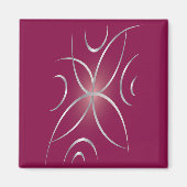 Aimant Argent sur magenta (Devant)